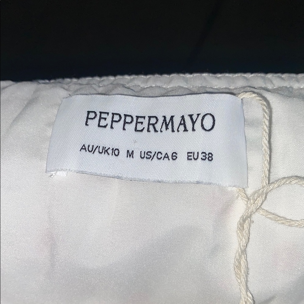 PEPPERMAYO Total Bliss Shirred Off-Shoulder White Floral Mini Dresses - Picture 8 of 8